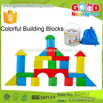 EZ1012 Pintura colorida e não tóxica Kids DIY Toy Block Set de madeira